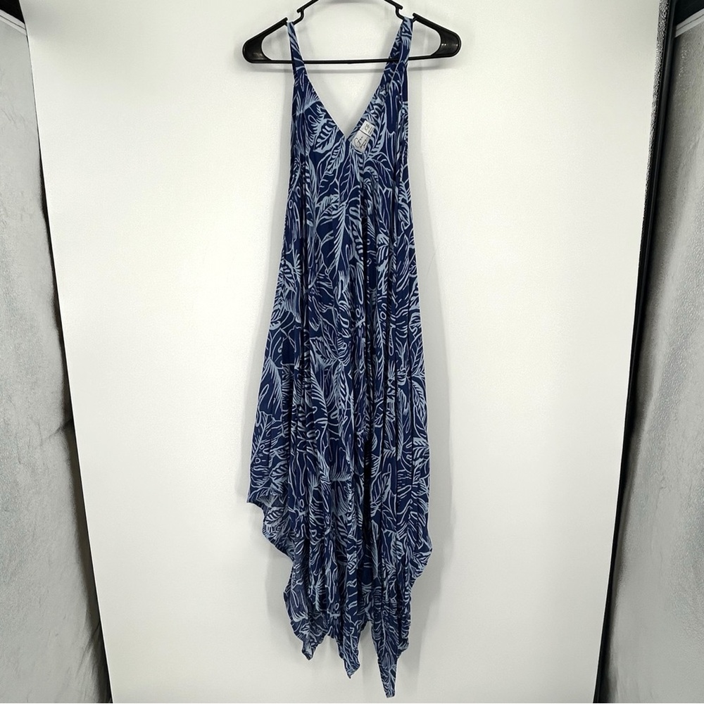 Goa Beachwear by Japna Beach Pool Cover Up Dress Blue Floral Tropical Size‎ XS